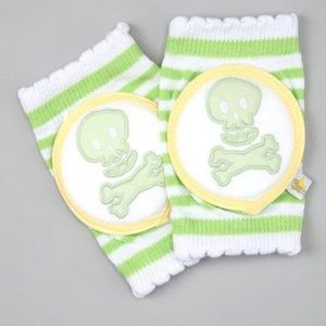 Green Skull Cross & Bones Knee Pad by Crawlings